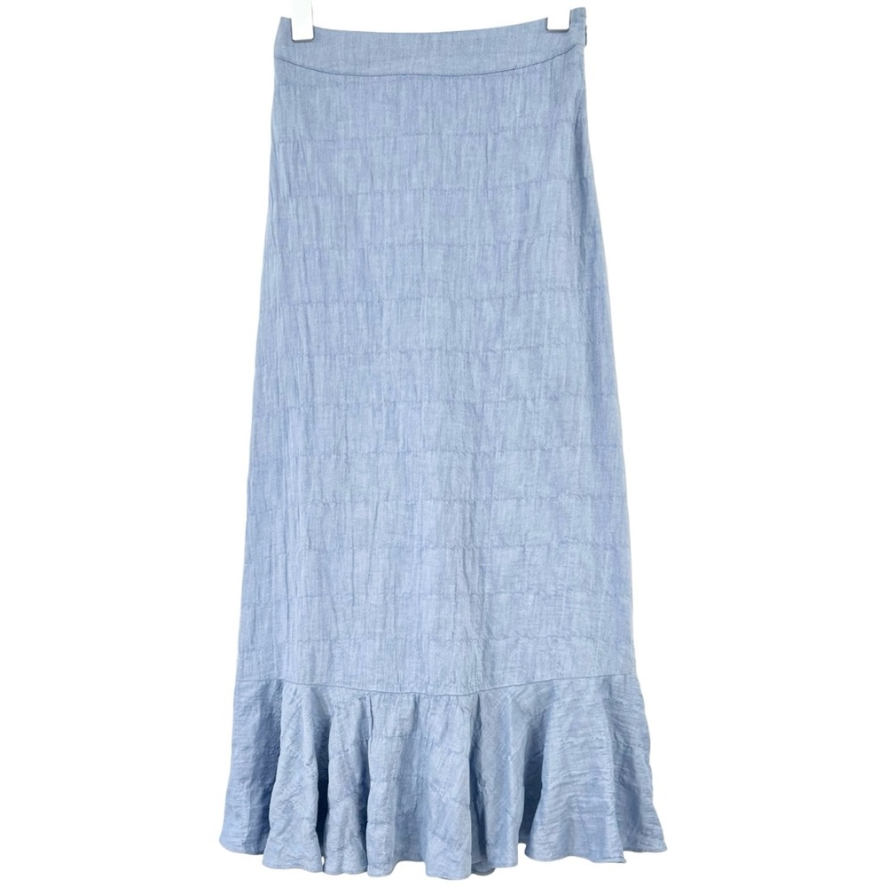 INTERMIX Blue Textured Cotton Lightweight Midi Maxi Skirt sz 8